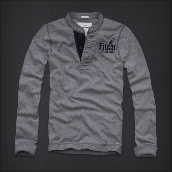 Abercrombie Fitch Hombres Ponte de pie de cuello Largo Remera AF6201